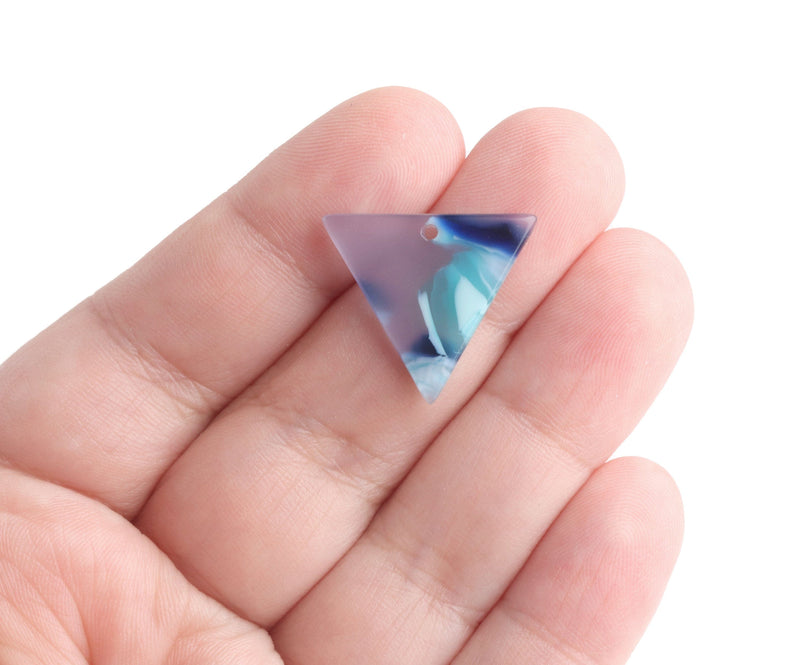4 Small Triangle Drops, Acrylic Earring Pieces, Blue Acetate Charms, Geometric Shape, Backpack Findings, Tortoise Shell Supply, TR029-21-U03