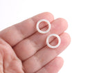 4 Small Ring Links in Pearl White, Cellulose Acetate, 15mm