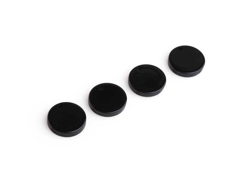4 Small Black Round Charms, 12mm,1 Hole, Black Acrylic Blanks, Bracelet and Anklet Circle Charms