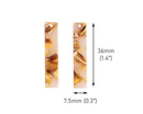 4 Rectangle Bar Charms in Toffee, 36 x 7.5mm, 1 Hole, Plastic Yellow Beads, Translucent