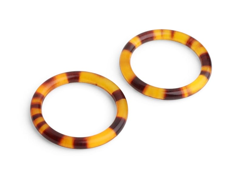 2 Tortoise Shell Rings, 1.6 Inch, Acrylic Rings for Swimsuits, Plastic Circle Loops, Purse Straps Adjuster, Craft Sewing Rings