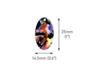 4 Oval Charm Beads in Rainbow Multicolored, 1 Hole, Plastic Round Discs, Cellulose Acetate, 25 x 14.5mm
