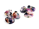 2 Big Flower Beads in Rainbow Colors, 33.5mm, 1 Hole, Multicolored Beads, Super Chunky Cabochons