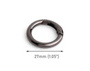 2 Gunmetal Black Spring Gate Clips, 1.05" Inch, Metal Round Carabiner, Purse Strap Attacher Ring, O Ring, Key Chain Snap Hooks