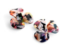 2 Big Flower Beads in Rainbow Colors, 33.5mm, 1 Hole, Multicolored Beads, Super Chunky Cabochons