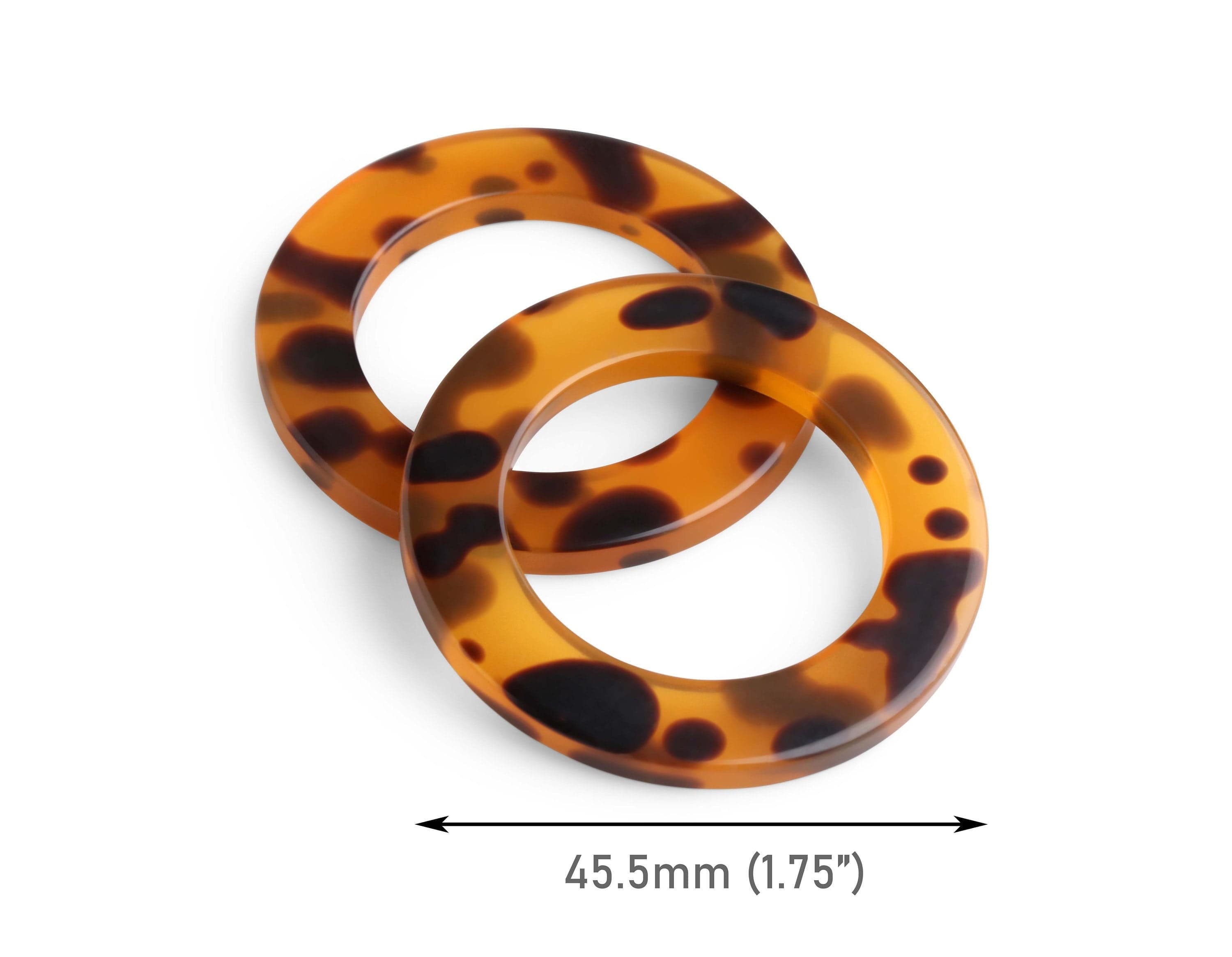 2 Big Swimwear Rings in Tortoise Shell, 1.75 Inch, Plastic, Acrylic O