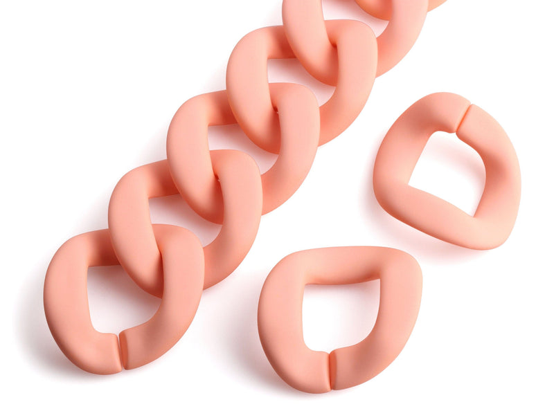 1ft Matte Coral Orange Plastic Chain Links, 40 x 33mm, Peach Colored, Large Chunky Acrylic Chain