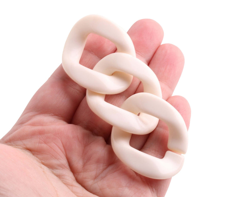 1ft Bone White Plastic Chain Links, 40 x 32.5mm, Extra Large Acrylic Chain for Purse Straps and Necklaces