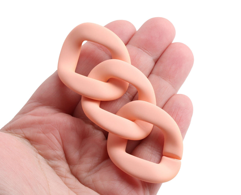 1ft Matte Coral Orange Plastic Chain Links, 40 x 33mm, Peach Colored, Large Chunky Acrylic Chain