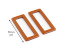 2 Sunkissed Brown Rectangle Ring Beads, 50 x 21.5mm, Acetate Plastic, Flat Rectangle Sliders