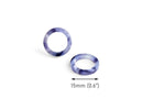 4 Small Ring Links in Cornflower Pearl Blue, 15mm, Mini Ring Bead with 10mm Hole