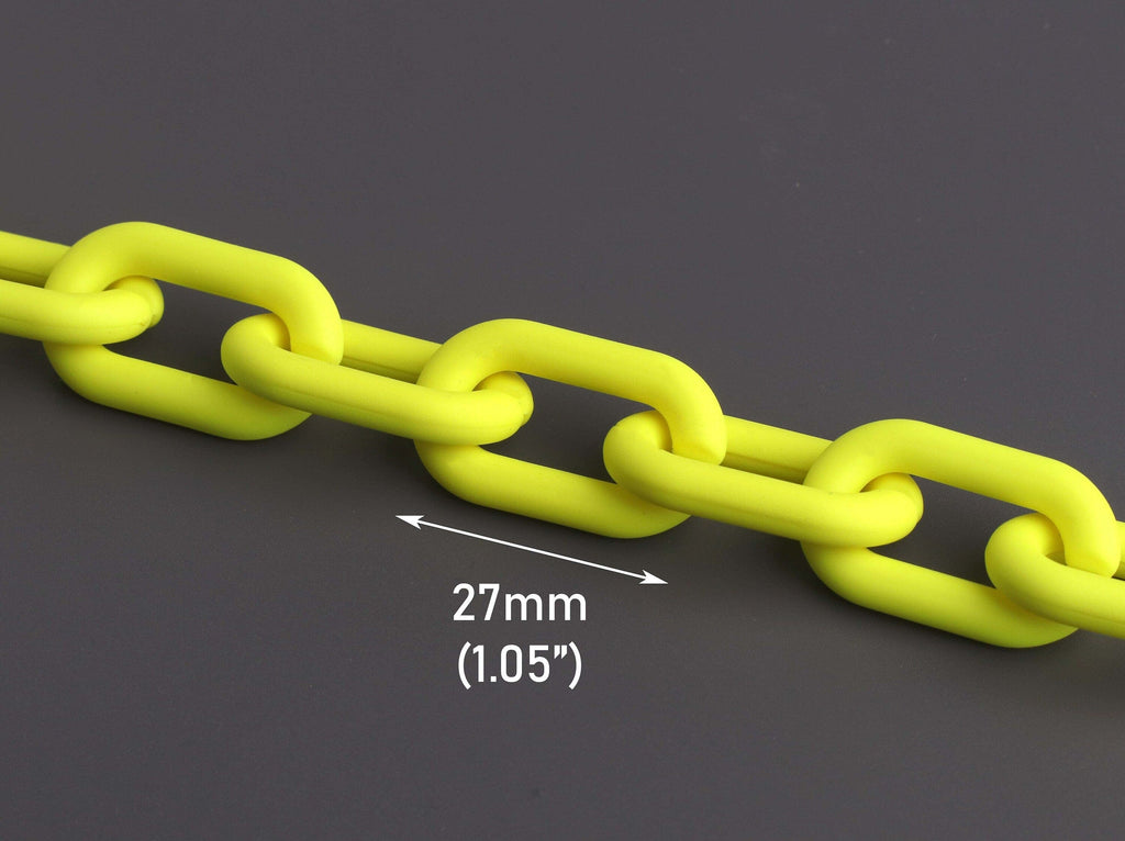 1ft Matte Neon Yellow, Chain Links, 27 x 16mm, Ultra Smooth, Plastic C