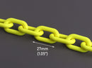 1ft Matte Neon Yellow, Chain Links, 27 x 16mm, Ultra Smooth, Plastic Chain for Necklaces and Bracelets