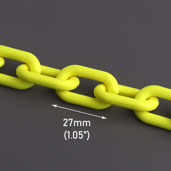 1ft Frosted Yellow Plastic Chain Links, 19mm, Matte Acrylic, Small Con