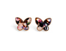 Colorful Butterfly Stud Earrings with Gold Bezel, 1 Pair, Big and Chunky, Cute Post Studs