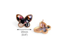 Colorful Butterfly Stud Earrings with Gold Bezel, 1 Pair, Big and Chunky, Cute Post Studs