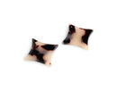 4 Small Star Charms in White Tortoise Shell, 25 x 25mm, 1 Hole, Square Diamond Bead