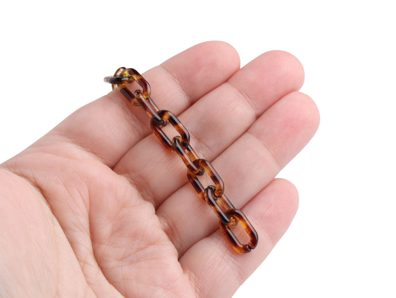 1ft Extra Small Tortoise Shell Chain with Paperclip Links, 14 x 8mm, Mini Size, Brown Acrylic Links