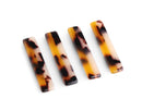 4 Bar Charms in Two Tone Tortoise Shell, 35 x 7mm, 1 Hole, Vertical Bar Charms, Plastic Beads