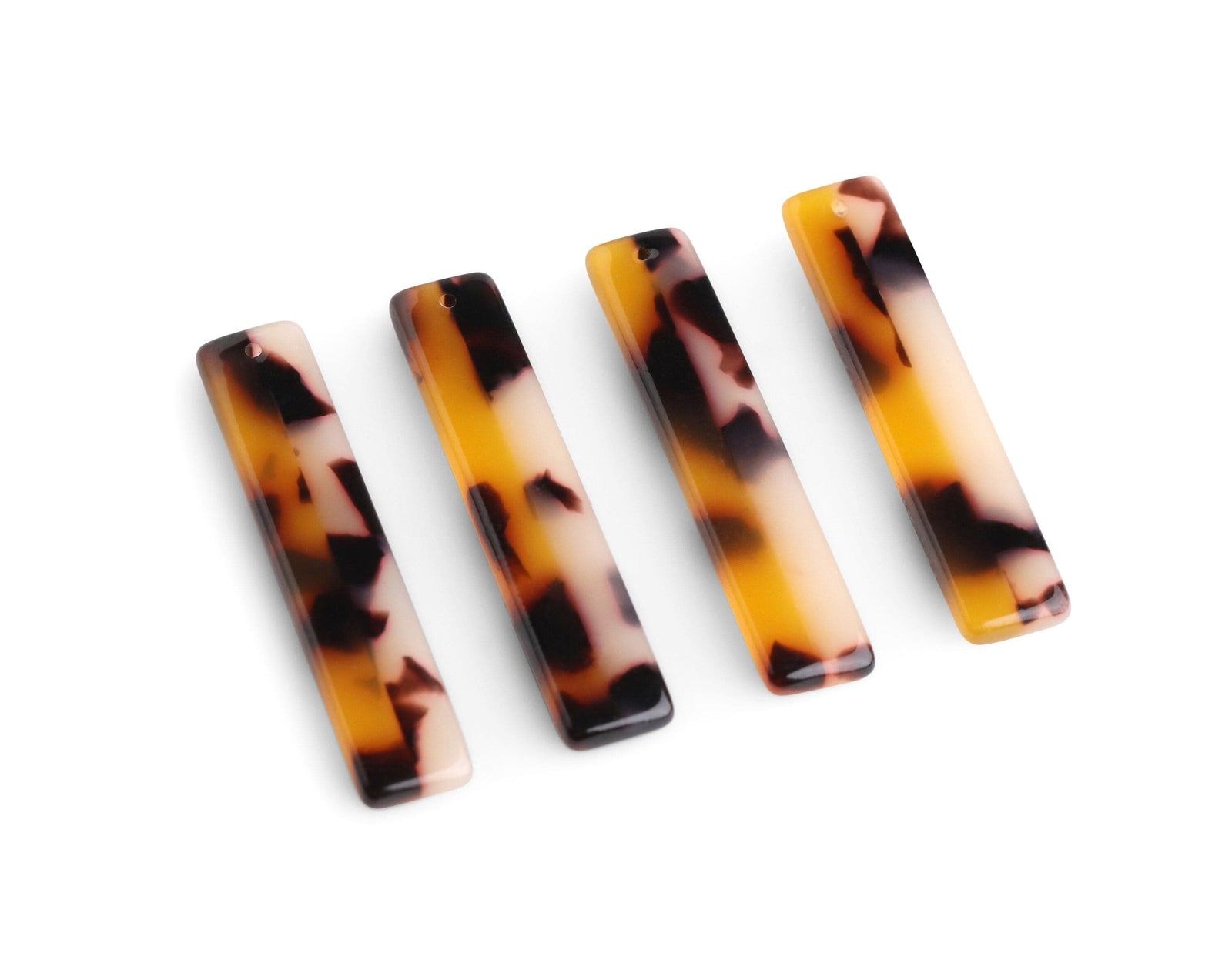 4 Bar Charms in Two Tone Tortoise Shell, 35 x 7mm, 1 Hole, Vertical Ba