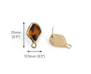 4 Organic Stud Earring Base with Tortoise Shell, 23 x 12.5mm, 1 Loop, Free Form Shape