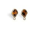 4 Organic Stud Earring Base with Tortoise Shell, 23 x 12.5mm, 1 Loop, Free Form Shape