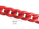 1ft Imperial Red Acrylic Chain Links, Chunky Curb Chain, 29 x 21mm