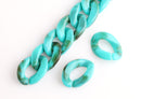1ft Turquoise Green Acrylic Chain Links, 23mm, Marble, For Chunky Necklaces