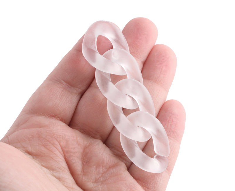 1ft Large Frosted Acrylic Chain Links, 30mm, Matte, Ice Effect, For Accessories