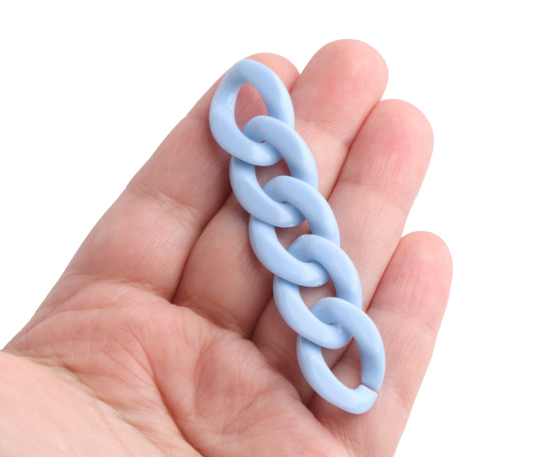 1ft Baby Blue Acrylic Chain Links, 23mm, For Chunky Bracelets and Miami Necklaces