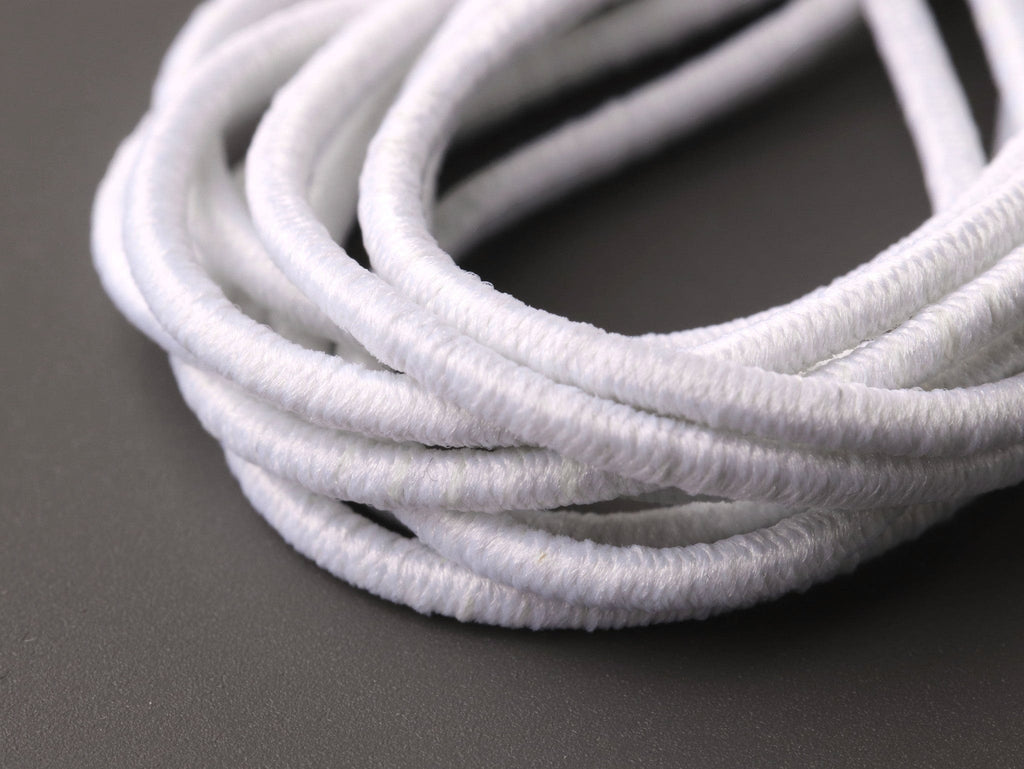 CleverDelights 2mm (1/16) Elastic Cord - White - 30 Feet 