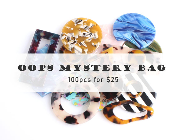 Oops Mystery Bag (100pcs), Tortoise Shell Bead Grab Bag, Surprise Mystery Box, Assorted Bead Lucky Dip, Acrylic Jewelry Supply Lots, MBOX001