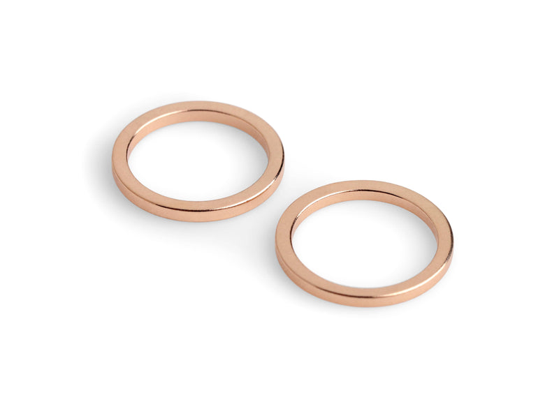 4 Round Ring Link Beads in Rose Gold Plated, Small O Rings for Purses and Jewelry, Flat Washer Hardware, Metal Brass, 20mm