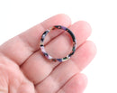 4 Thin Ring Connectors, 1.1" Inch, Multicolor Tortoise Shell Links, Colorful Resin Charms for Earrings, Rainbow Plastic Beads, RG091-27-KMC