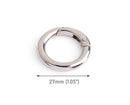 2 Silver Spring Gate Clips, Key Chain and Purse Strap Attacher Rings, O Ring, Round Carabiner, Zinc Alloy Metal, 1.05" Inch