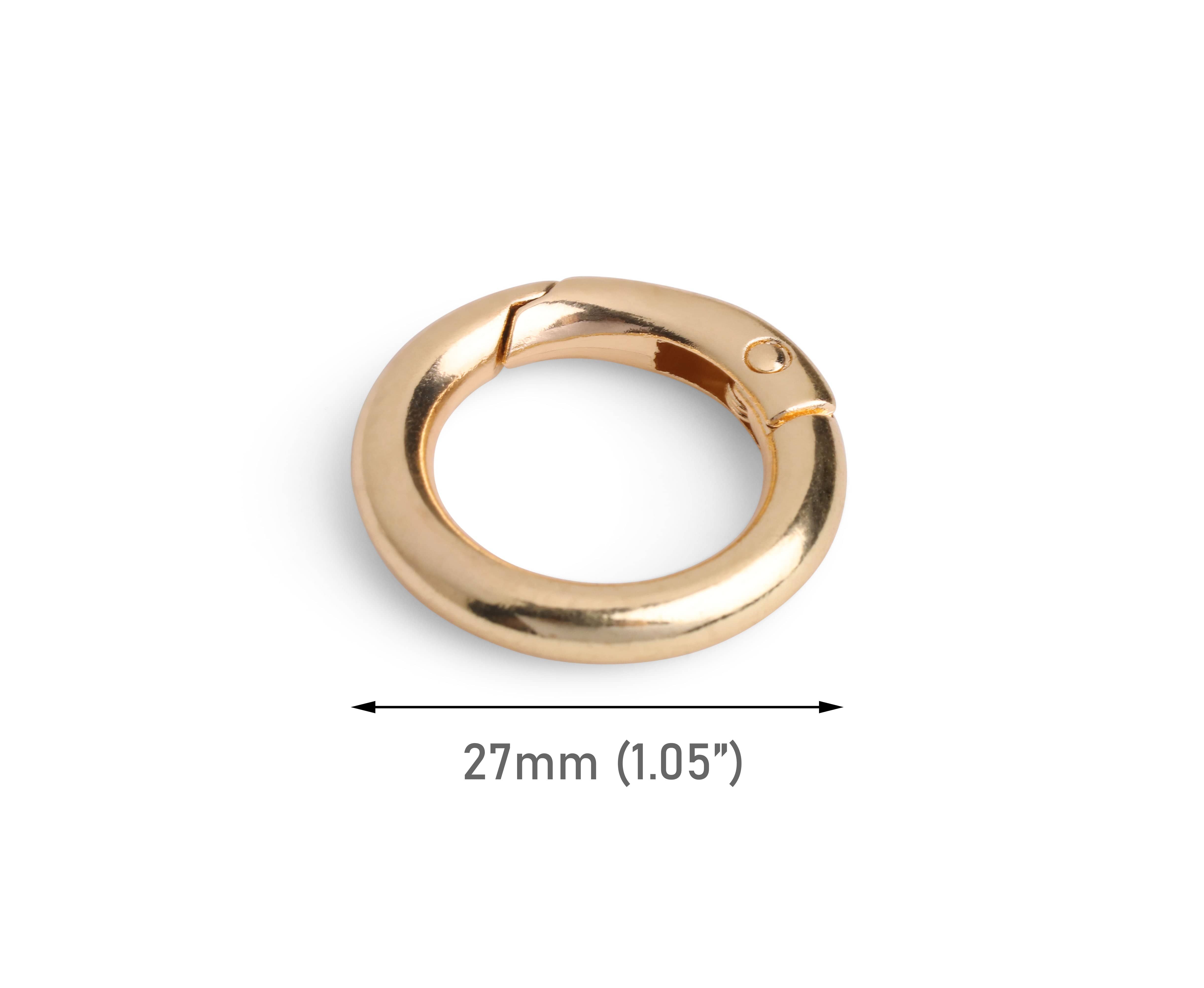2 Gold Spring Gate Clips, Bag and Purse Strap Attacher Rings, O Ring,