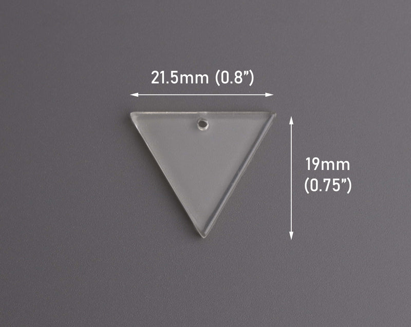 4 Clear Acrylic Triangle Charms, Transparent Plastic Beads, Engravable Earring Blanks, 21.5 x 19mm