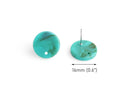 4 Turquoise Green Stud Earring Blanks, Colored Acrylic with Marbling, 16mm