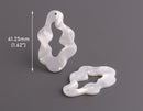 4 Pearl White Cloud Charms, Organic Shape, Cellulose Acetate, 41.25 x 25.5mm