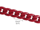 1ft Dark Maroon Red Acrylic Chain Links, 23mm, Designer Colored, For Decorative Bags Straps