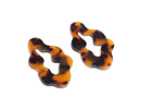 4 Freeform Cloud Charms in Tortoise Shell, Organic Shape, Cellulose Acetate, 41.25 x 25.5mm