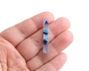 4 Thin Bar Charms in Light Blue Tortoise Shell, Translucent, Sticks for Earrings, Vertical Bars, 35 x 5.25mm