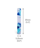 4 Thin Bar Charms in Light Blue Tortoise Shell, Translucent, Sticks for Earrings, Vertical Bars, 35 x 5.25mm