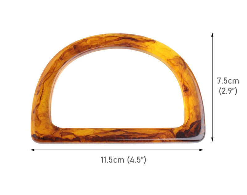 2 Tortoise Shell D Rings for Purses, Bag Handles and Hardware, Acrylic Plastic, Fits 3" Inch