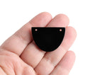 2 Black Half Circle Connectors, Plastic Beads with 2 Holes, Acrylic, 33.5 x 24mm