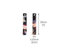 4 Short Bar Charms in Multicolored Tortoise Shell, Tiny Flat Rectangle Drops, Acetate, 25 x 4.25mm