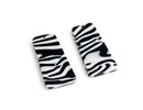 2 Flat Trapezoid Charms with Wild Zebra Stripes, Geometric Rectangle, Cellulose Acetate, 37 x 19mm