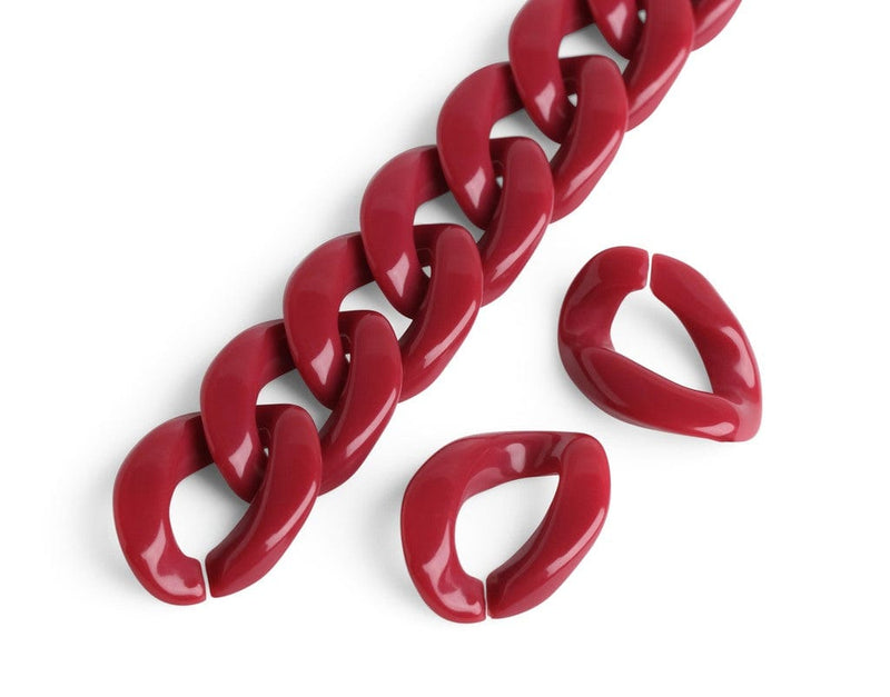 1ft Dark Maroon Red Acrylic Chain Links, 23mm, Designer Colored, For Decorative Bags Straps