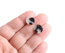 4 Small Round Charms in White and Black, 1 Hole, Jewelry Supply, Acetate Plastic, 12mm