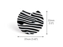 2 Half Circle Charm Beads with Wild Zebra Stripes, Large Round Blanks for Earrings and Jewelry, Acetate Plastic, 37 x 33mm
